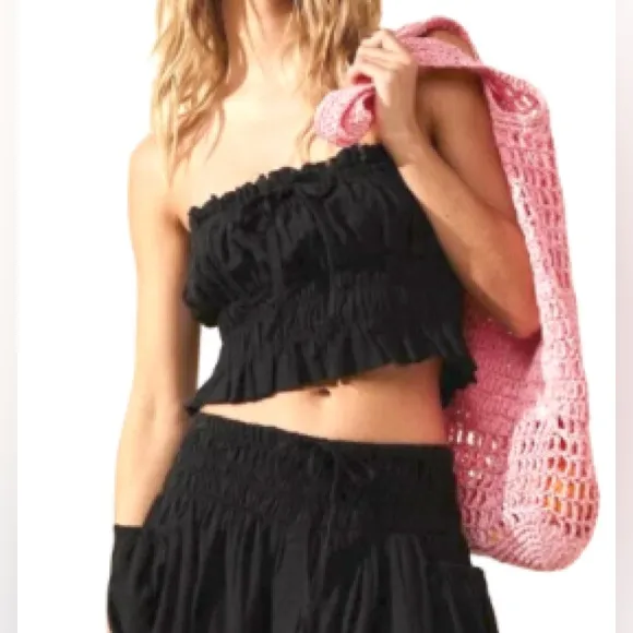 Free People All the Things Smocked Strapless Cottagecore Festival Top - Image 2