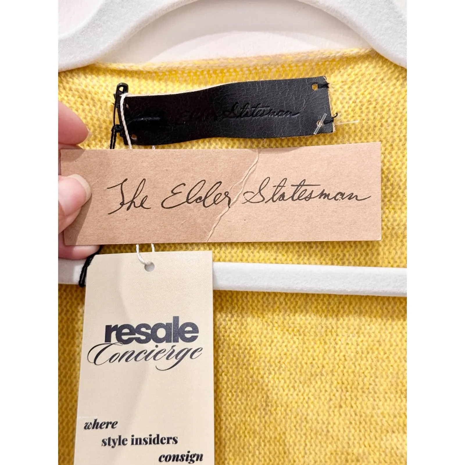 The Elder Statesman Medium Plaited Ballet Wrap Cardigan Oatmeal Women's Size XS Yellow - Image 3