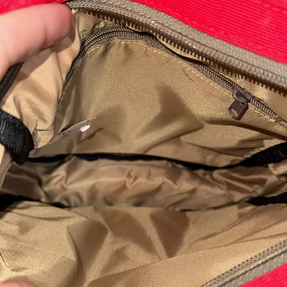 KAVU unisex solid red shoulder tote adjustable straps tan interior crossbody - Image 9