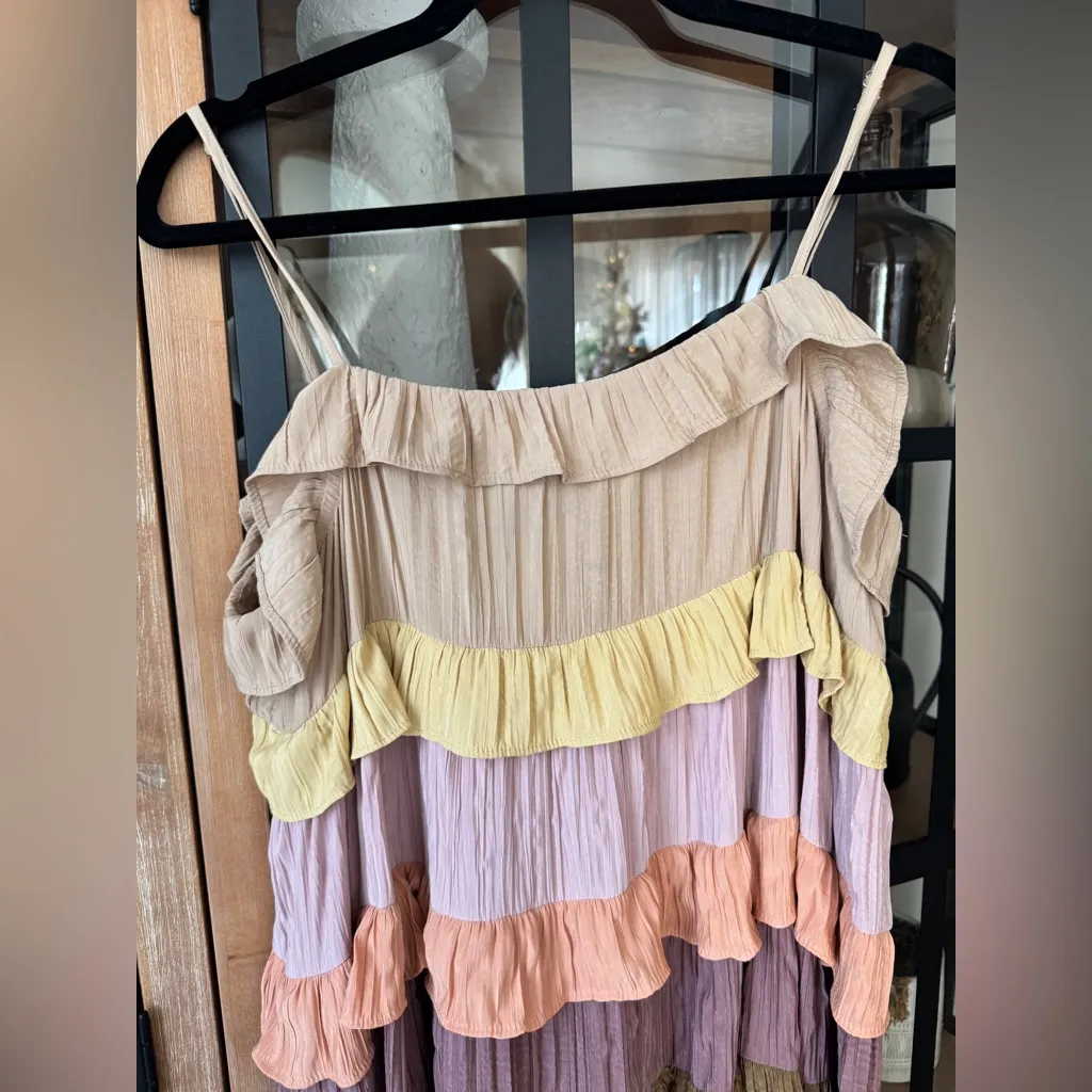 Storia tiered ruffles maxi midi dress muted rainbow flowy pregnancy summer - Image 10