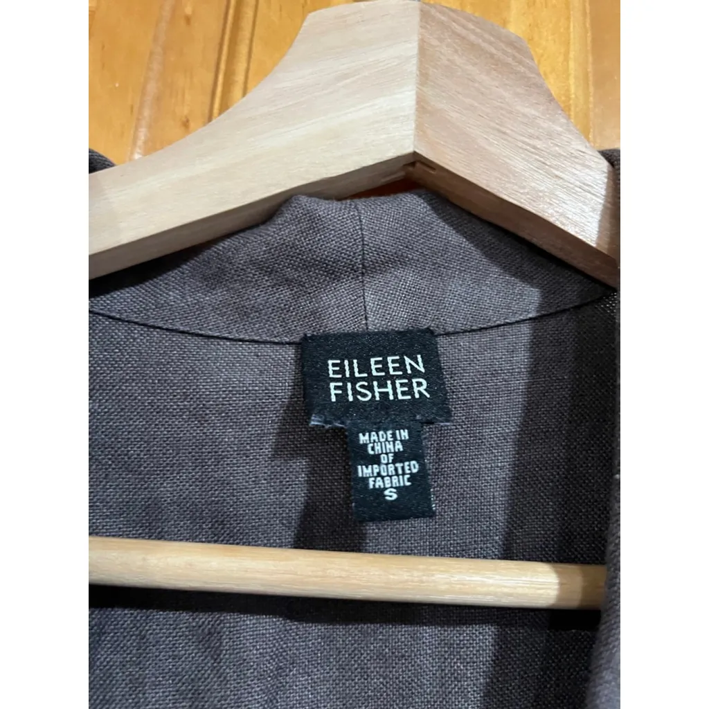 Womens EILEEN FISHER Lagenlook Quiet Luxury Irish Linen Blazer in Rye Size Small - Image 3