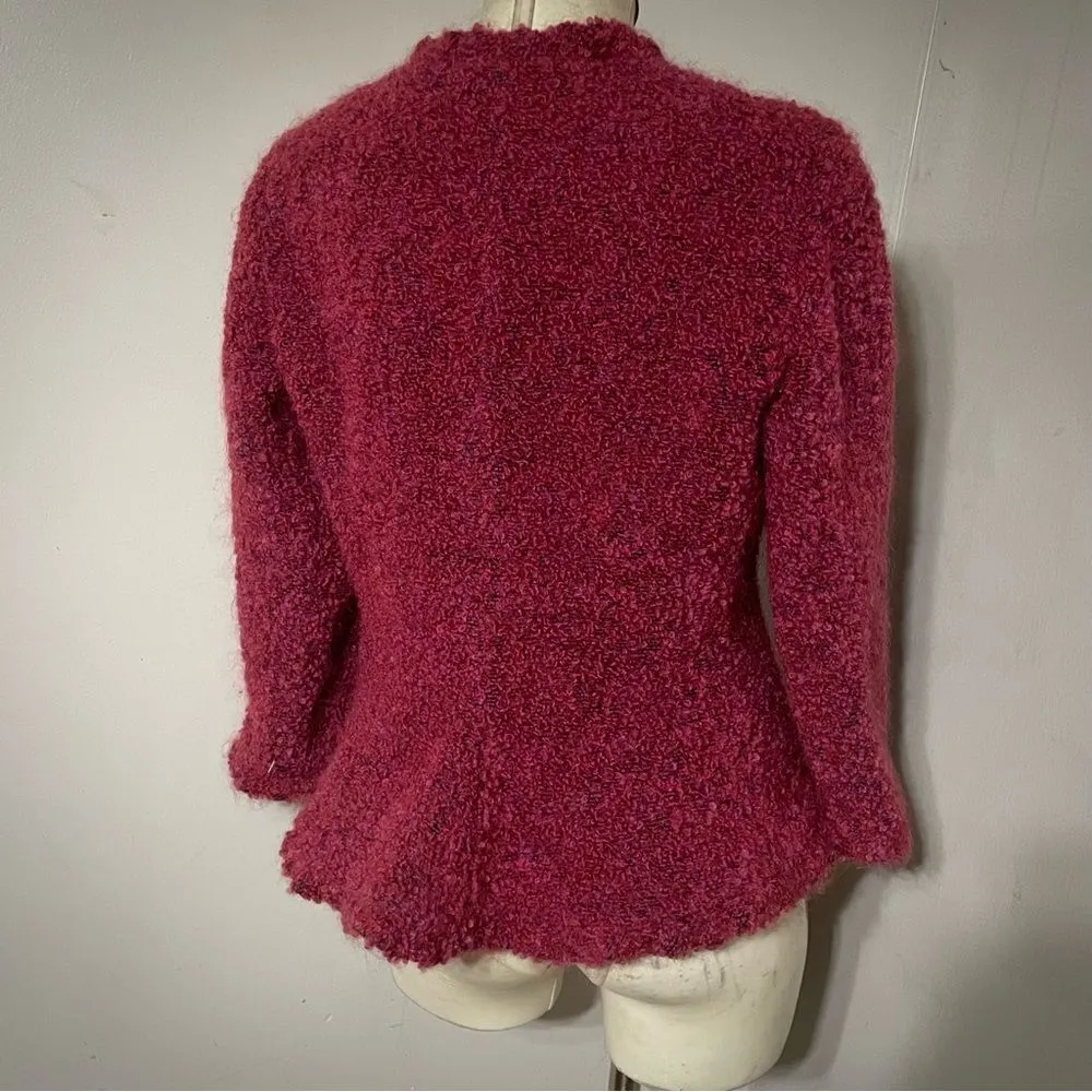 Vintage Armani Collezioni‎ Fuchsia Boucle Peplum Jacket Women’s Size 10 - Image 3