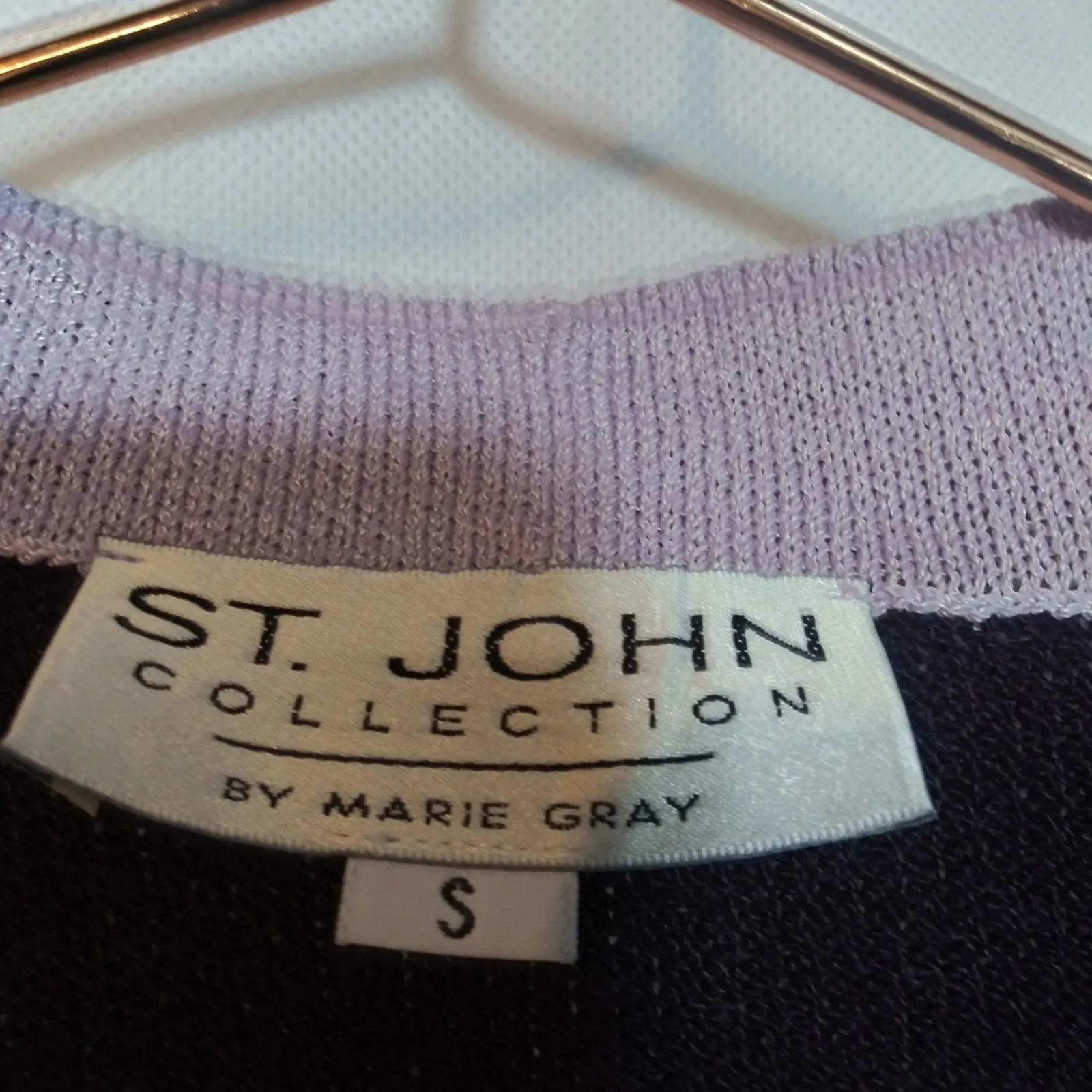 ST JOHN Eggplant Purple Santana Knit Sweater Cardigan Jacket Vintage Size Small - Image 3