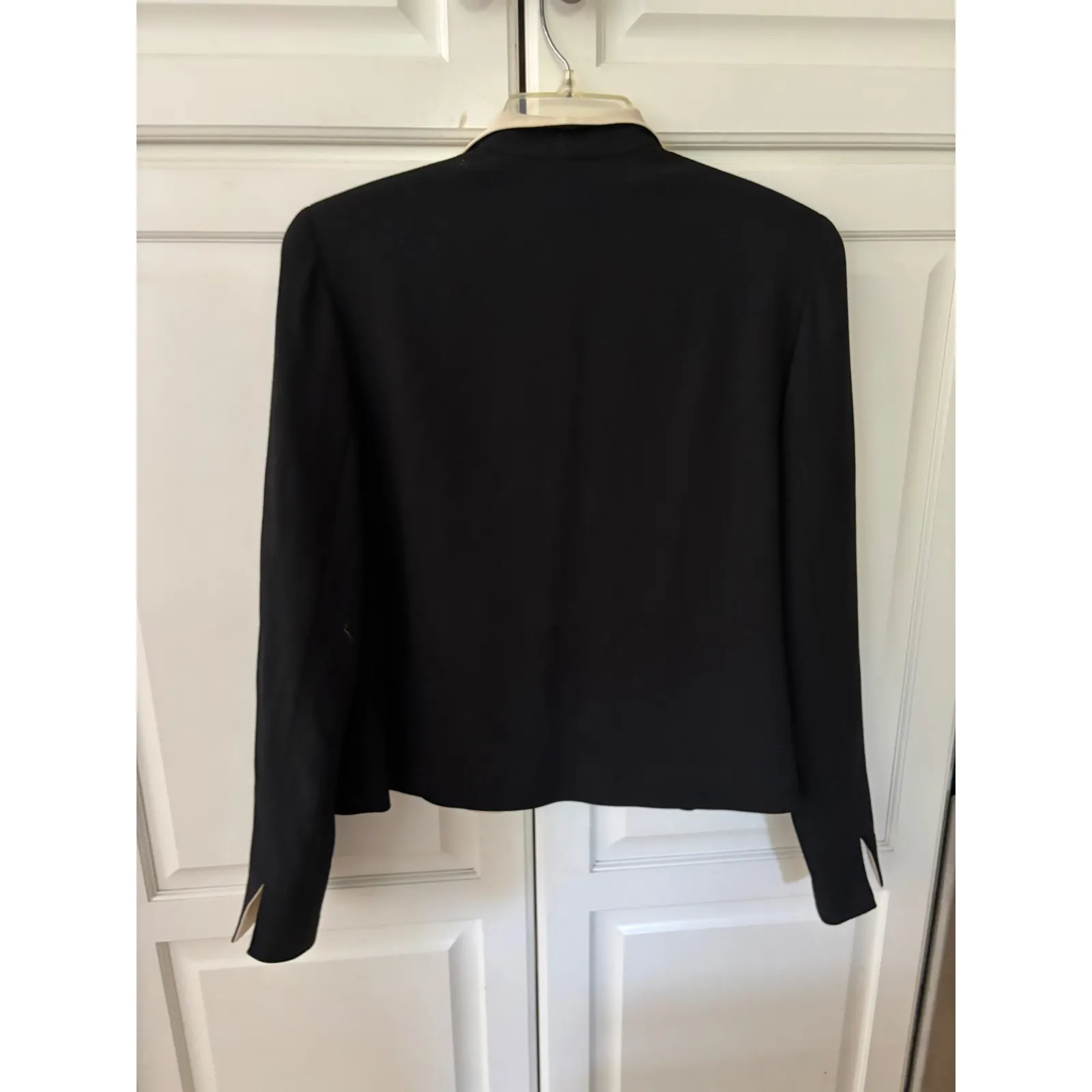 Doncaster Black Cream Collar Blazer Jacket 100 Wool Size 8 - Image 4