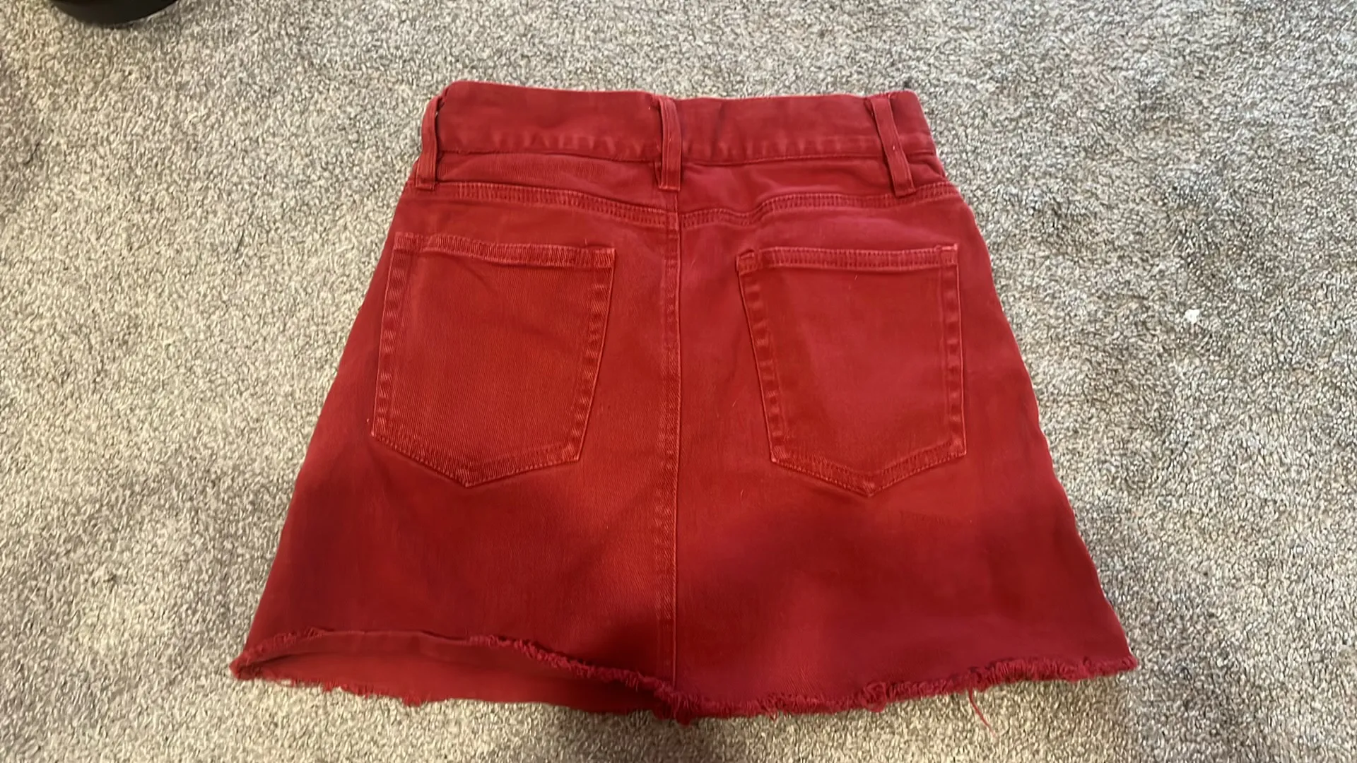 Original Brandy Melville Red Jean Mini Skirt - Image 4