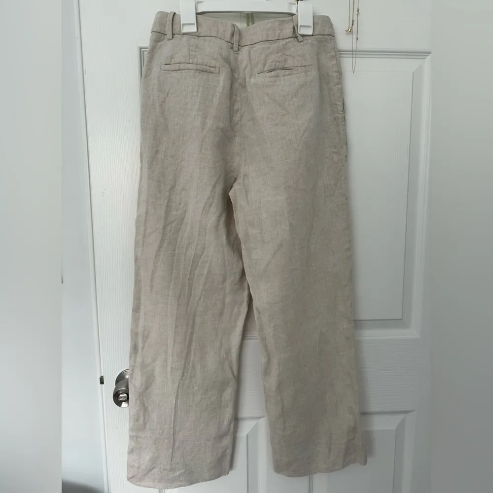 Banana Republic Linen High Rise Wide Leg Pleated Slacks - Image 2