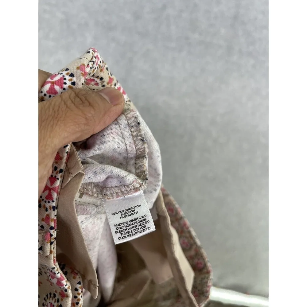 LOFT Ann Taylor Women's Pants Capri Beige Pink Size 0P Marisa Petite Printed - Image 3