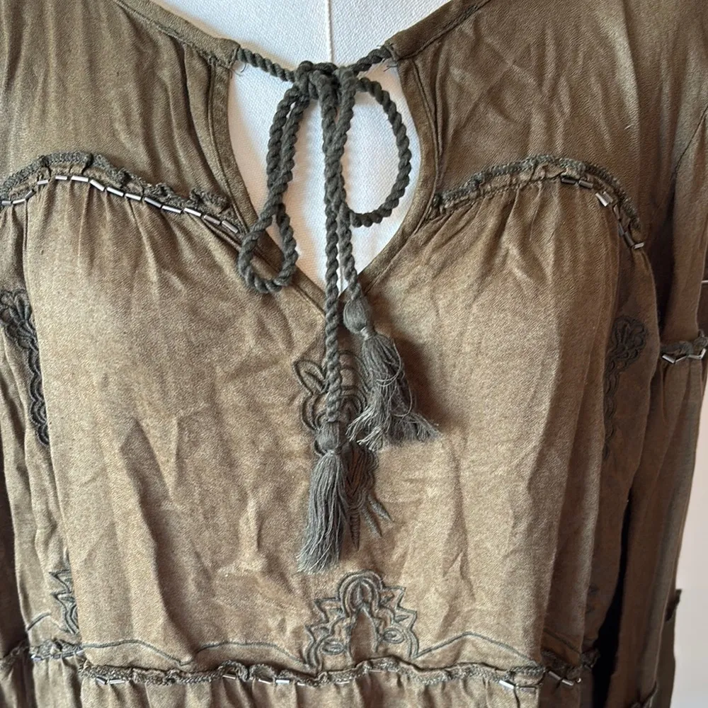 Lane Bryant Green Tie Front Long Sleeve Blouse - Image 5