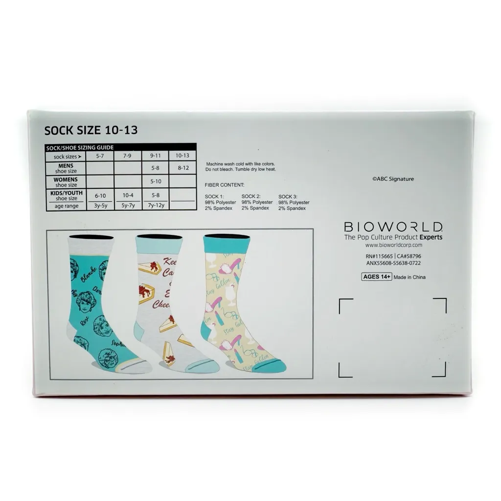 Golden Girls Crew Socks Mens Womens Fun Gift Retro 80s 90s TV Show 3 Pairs Blue - Image 3