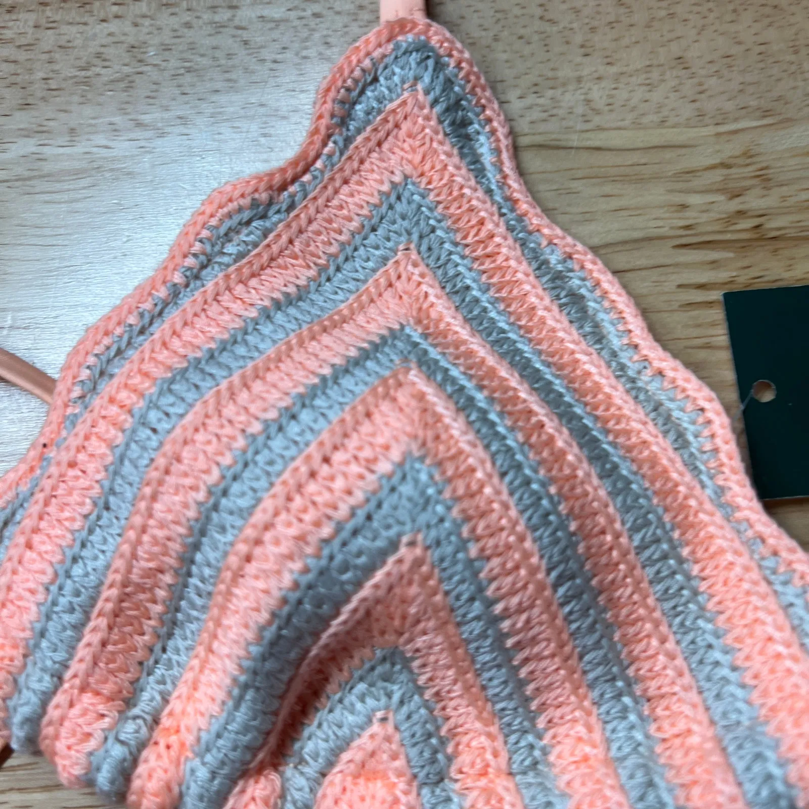 Wild Fable Women's Peach Crochet Triangle Bikini Top - Size Small - NWT - Image 4