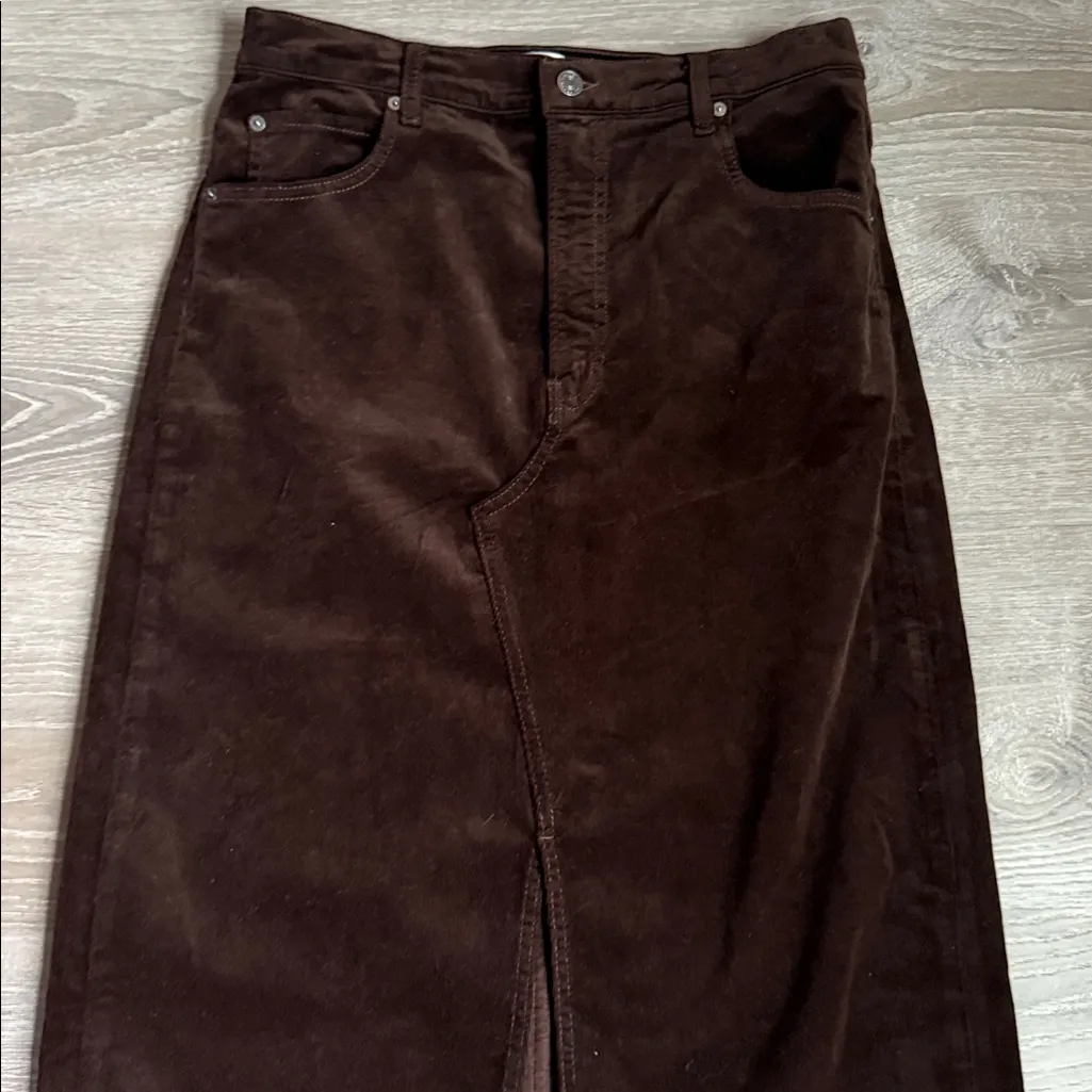 FRAME The Corduroy Midi Skirt Espresso 30 - Image 8