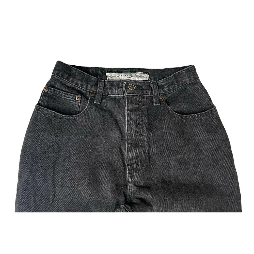 Vintage Juniors Arizona 90s Y2K Black Mom Jeans Straight Leg High Rise Waist 9 - Image 2