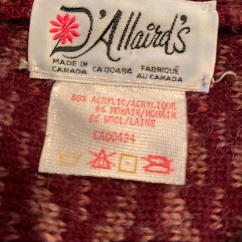 D'Allairds Vintage Cardigan Sweater Mohair Wool Size M Medium Red - Image 7