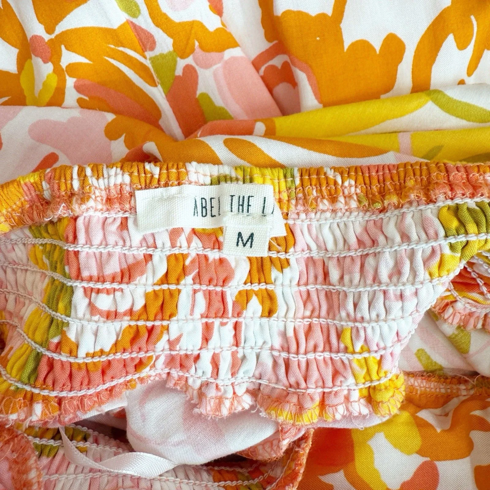 Abel The Label Floral Maxi Dress Size Medium Resort Tropical White Lotus Open - Image 9