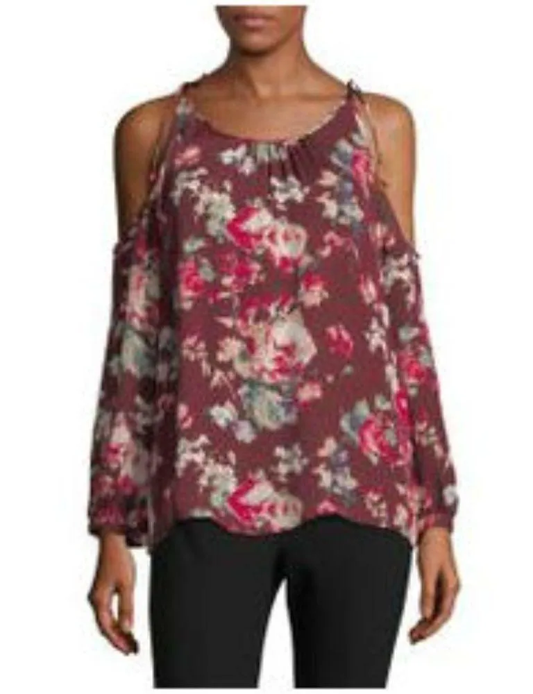 💕JOIE💕 100% Silk Floral Cold Shoulder Blouse - Image 5