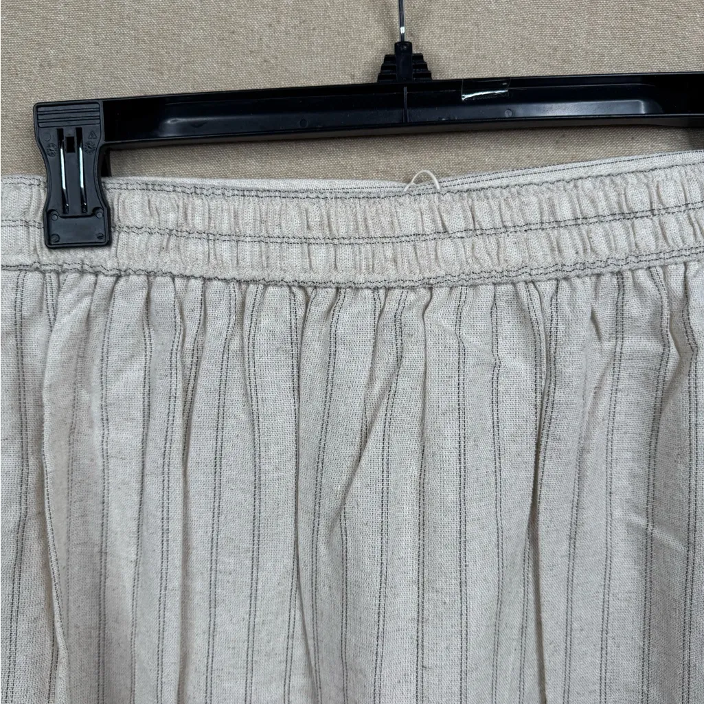 Max Studio Women's Beige Pinstripe Pullon Skirt Size L Linen Blend - Image 6
