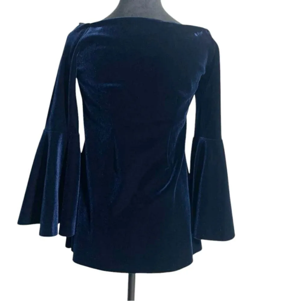 Chiara Boni La Petite Robe Size 40 4 Top Blouse Tunic Velvet Bell Sleeve $330 - Image 6