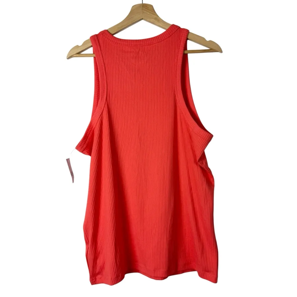 Old Navy Tall Coral Orange High Neck Ribbed Tank Top XL - Image 2
