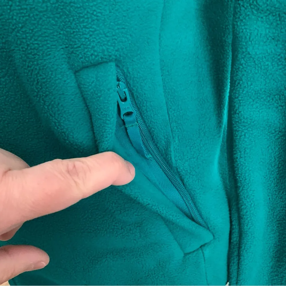 EUC Talbots Petite Quilted Fleece Zip Up Green Jacket Size P - Image 4