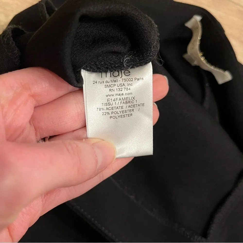 Maje Black Straight Wide Leg Bootcut Acetate Professional Dress Pants Size 40/L - Image 4