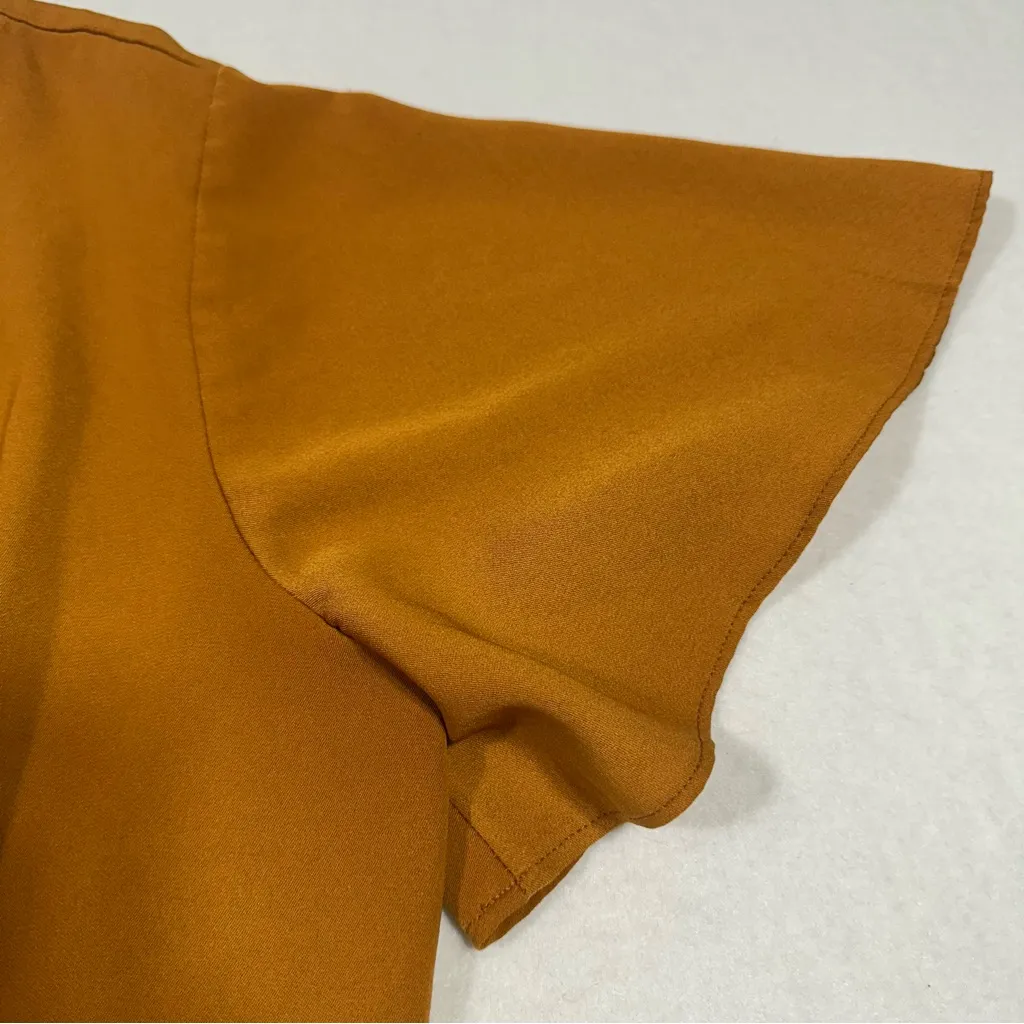 OLM Mustard Peplum Top Flutter Sleeves V - Image 5