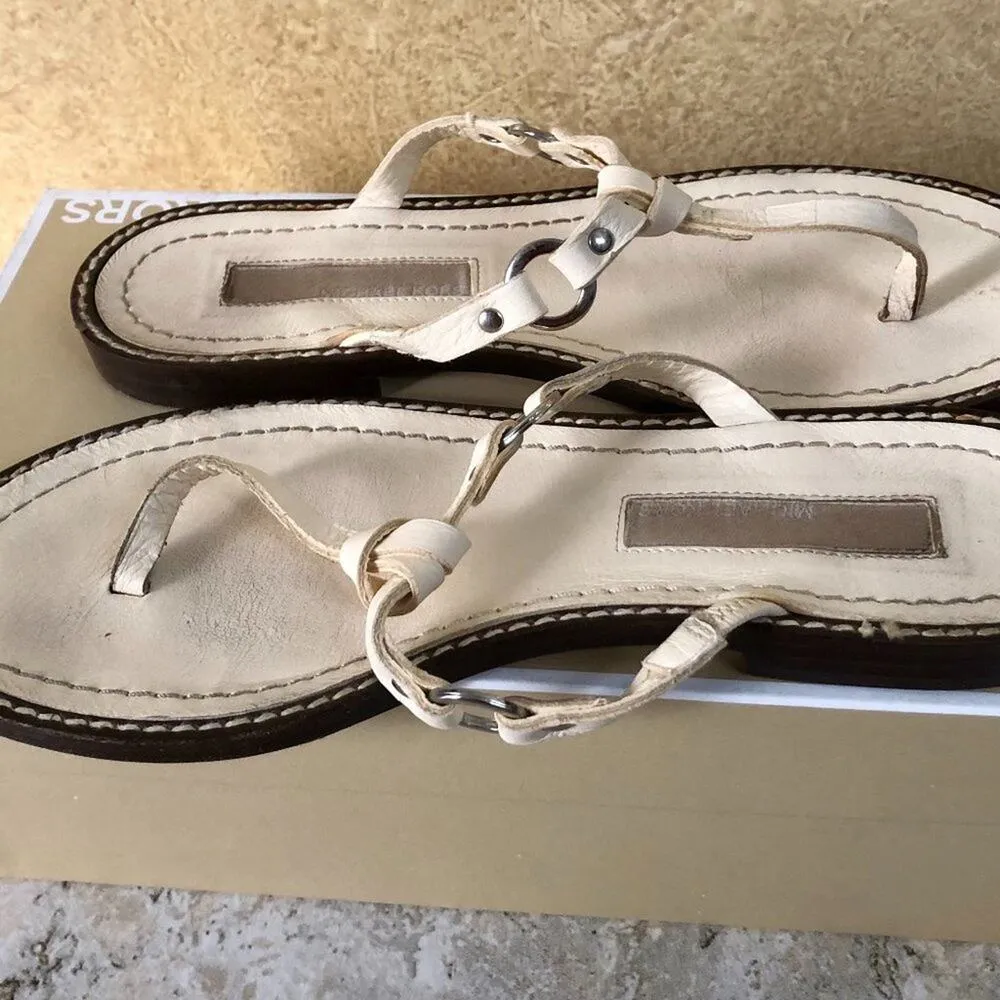 Michael Kors Negev Leather Sandal Women's Shoes Ecru color Beige Size 7.5 - Image 3