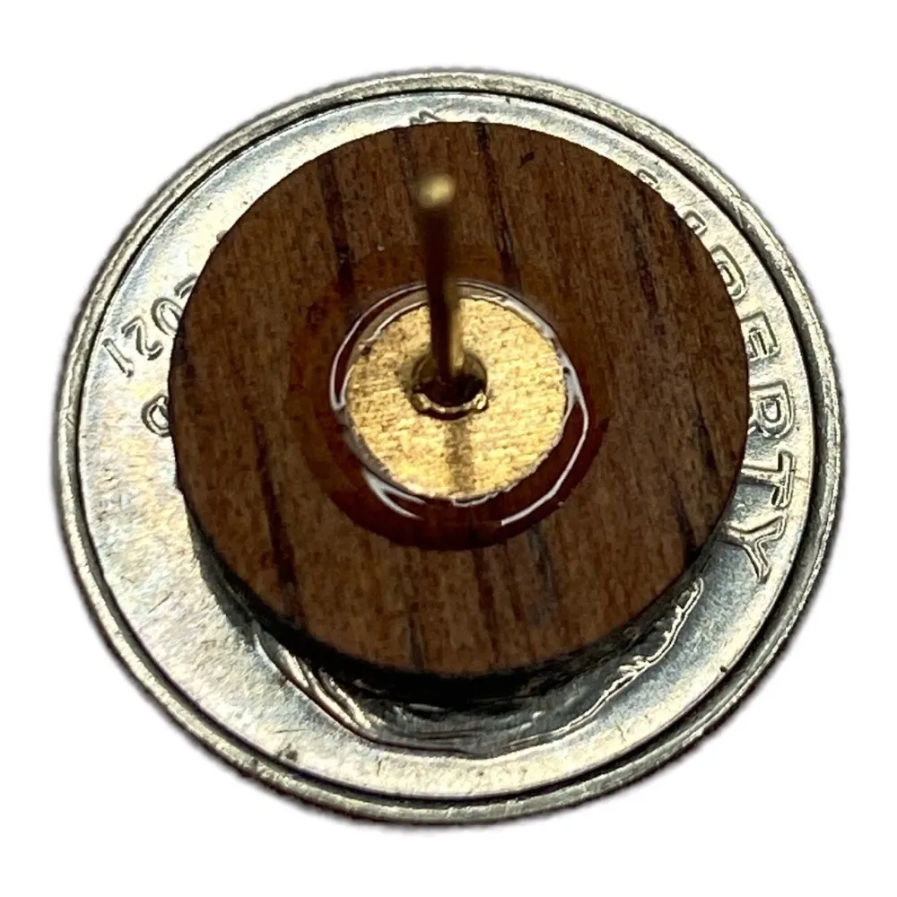 Hand Made In Hawaii KOA Wood Engraved Palapalai Circle Stud Post Earrings NEW - Image 3