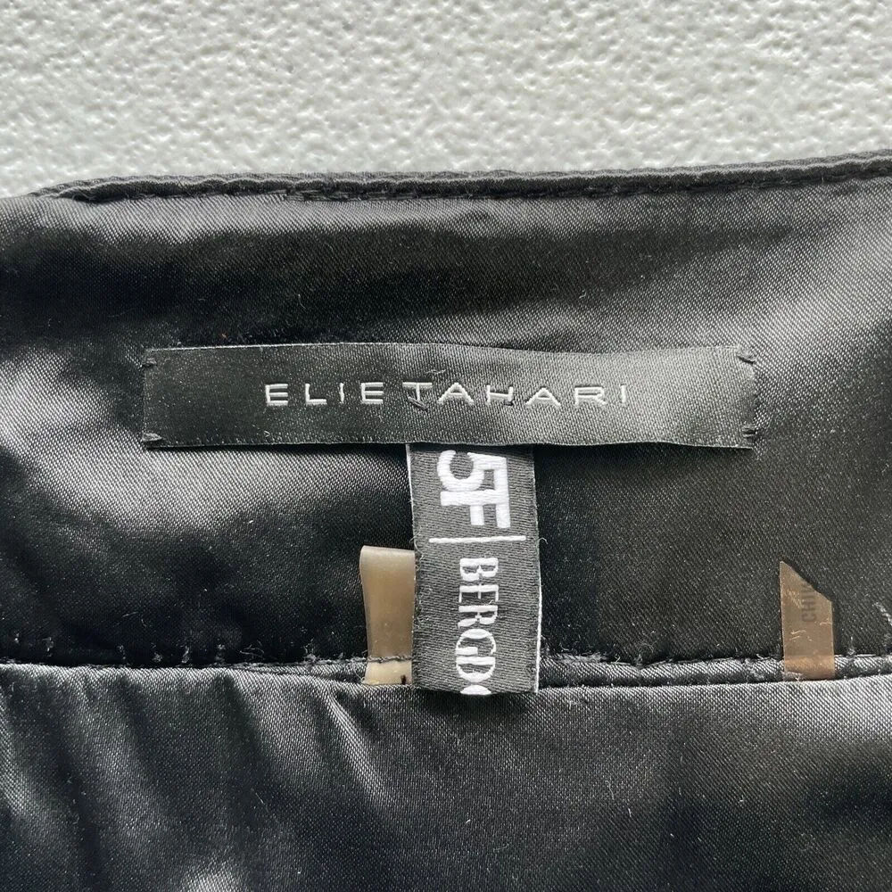 Elie Tahari Bergdof Goodman Bow Waist A-Line Skirt Womens Size 8 Black Party - Image 6