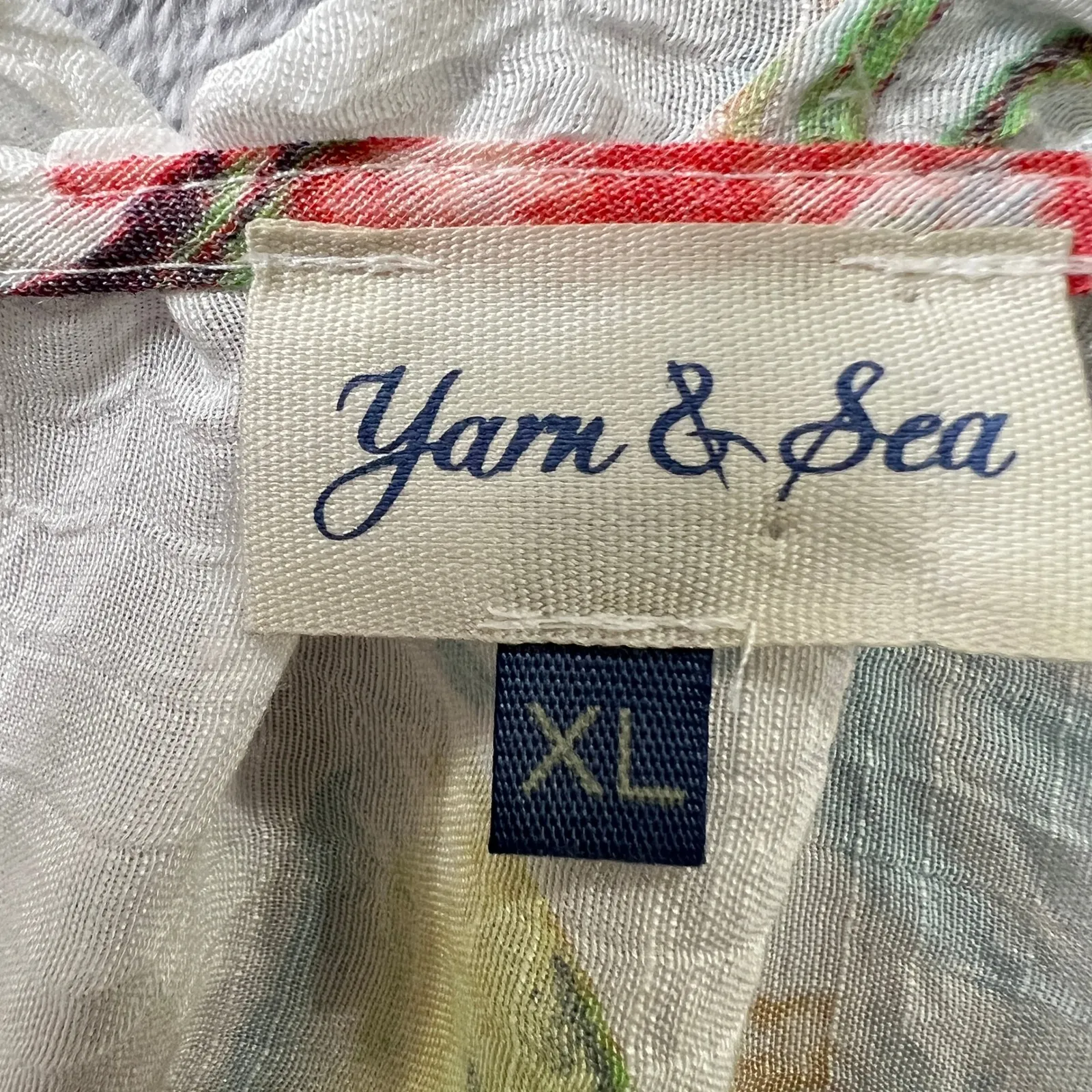 Yarn & Sea Floral Print Blouse Lightweight Flowy‎ Top Multicolor XL Red - Image 4