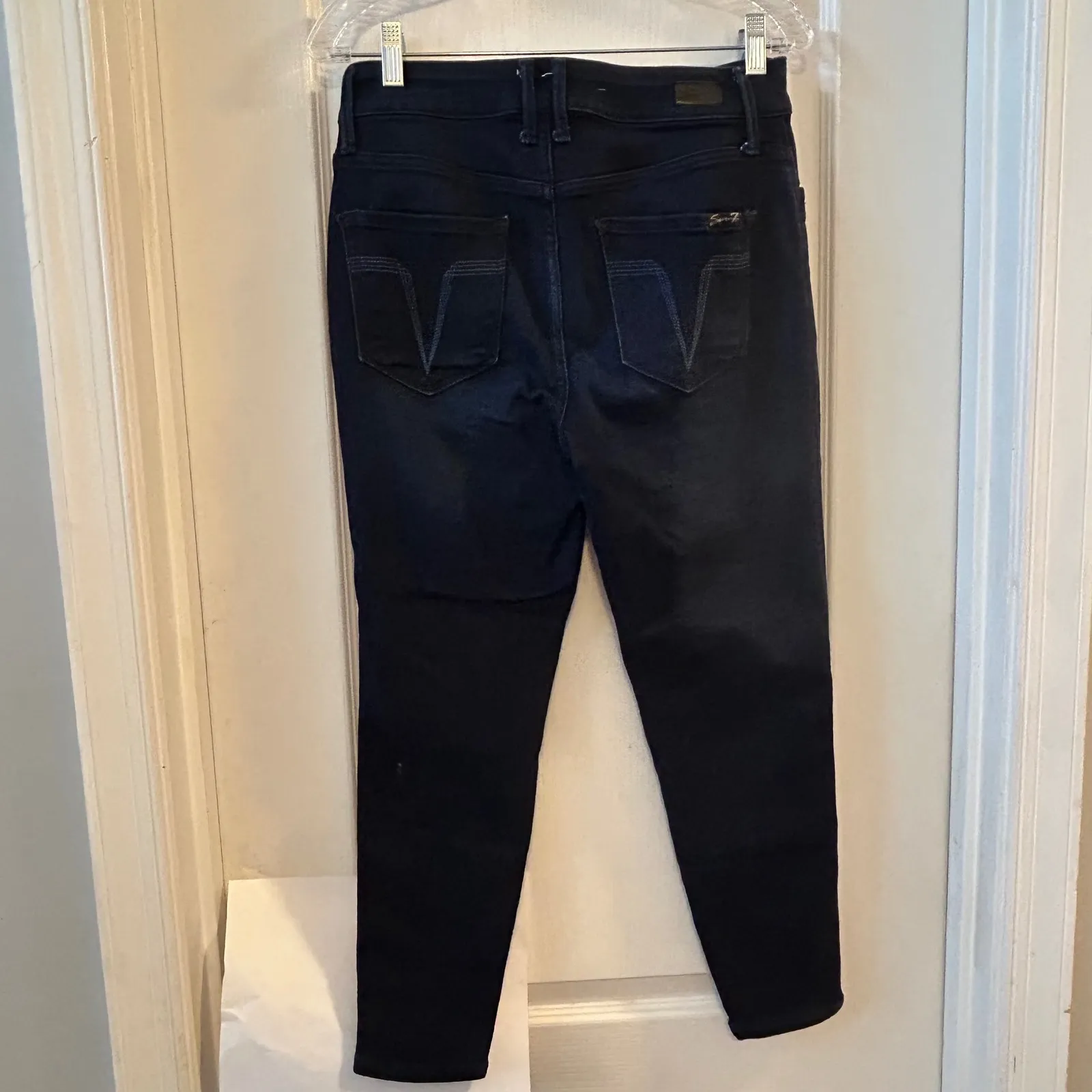 Seven7 Jeans High Rise Skinny Crop Dark Wash Women's Size 10 Blue - Image 2