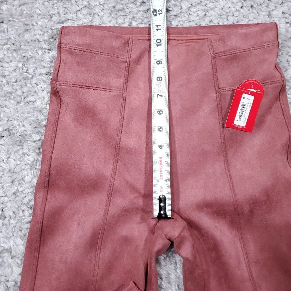READ Spanx Small Tall Faux Suede Leggings Rich Rose Pink Pull On - Image 10