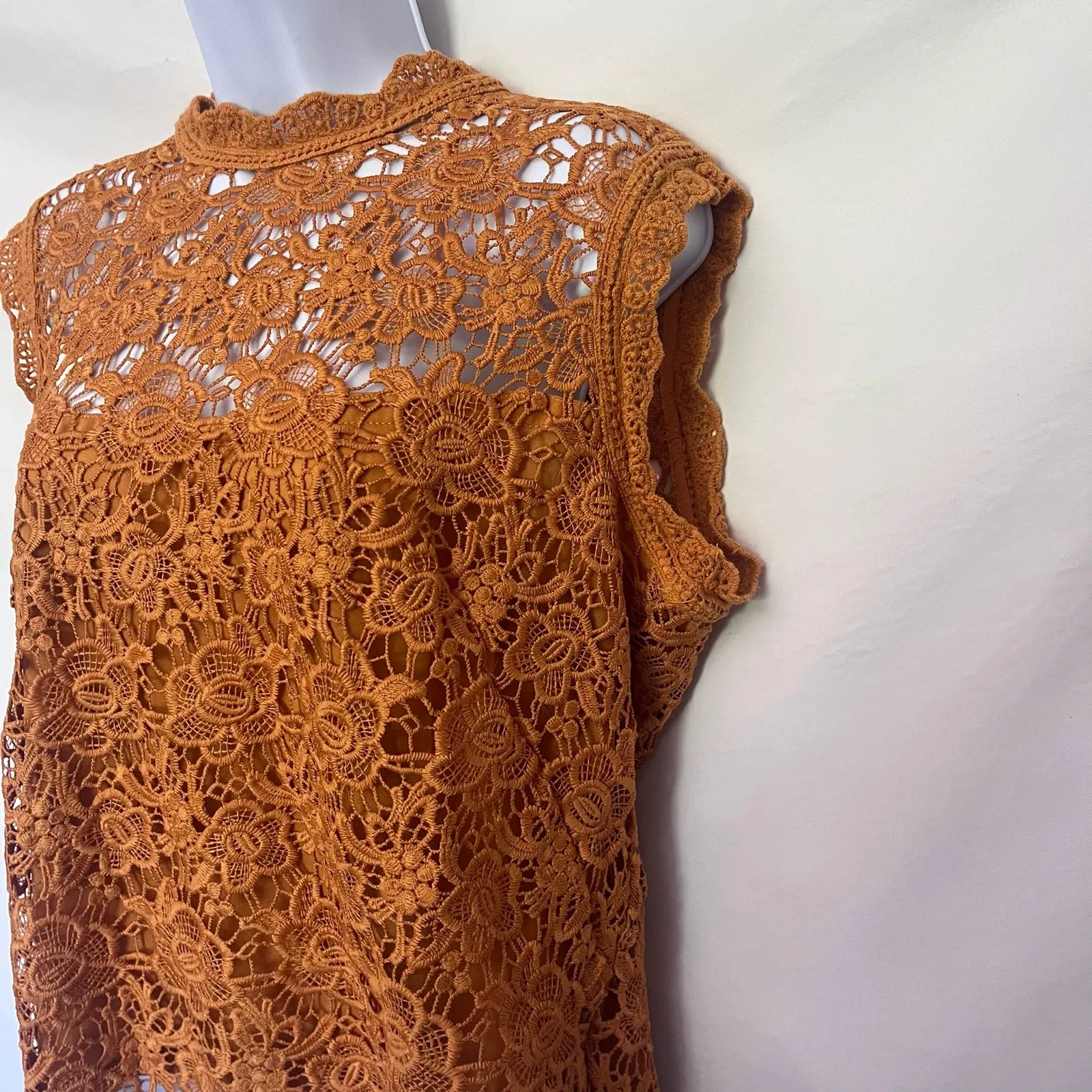 Nanette Lepore Crochet Lace Boho Womens Top Sz L Cottage Fairy Artsy Romantic - Image 5