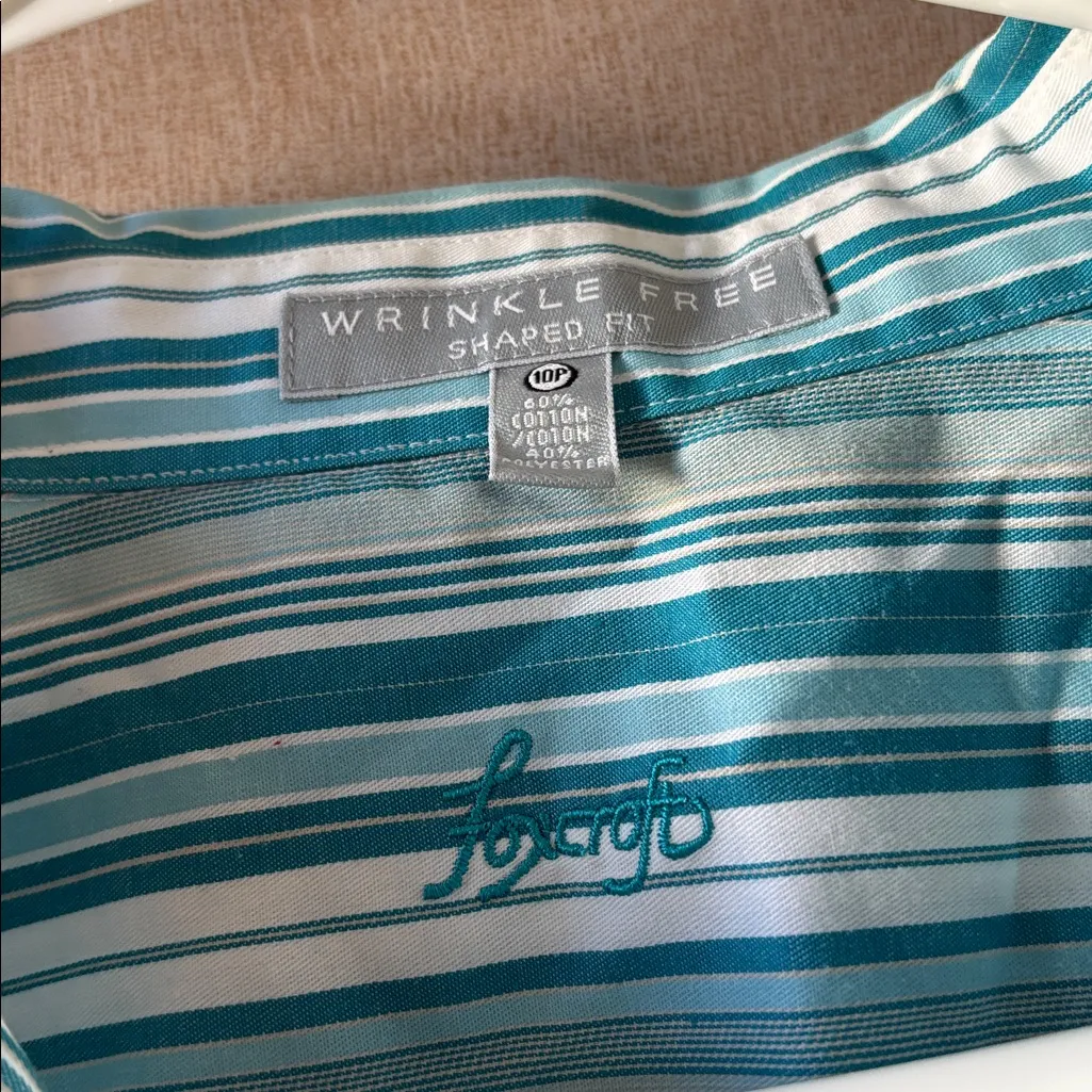 FINAL MARKDOWN Foxcroft Teal Striped Shirt 10p - Image 4