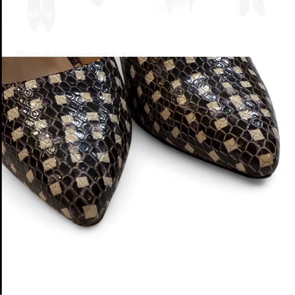 Cole Haan  Grand.OS Snakeskin Leather Heels
Size 6 | Black White Python Print - Image 3