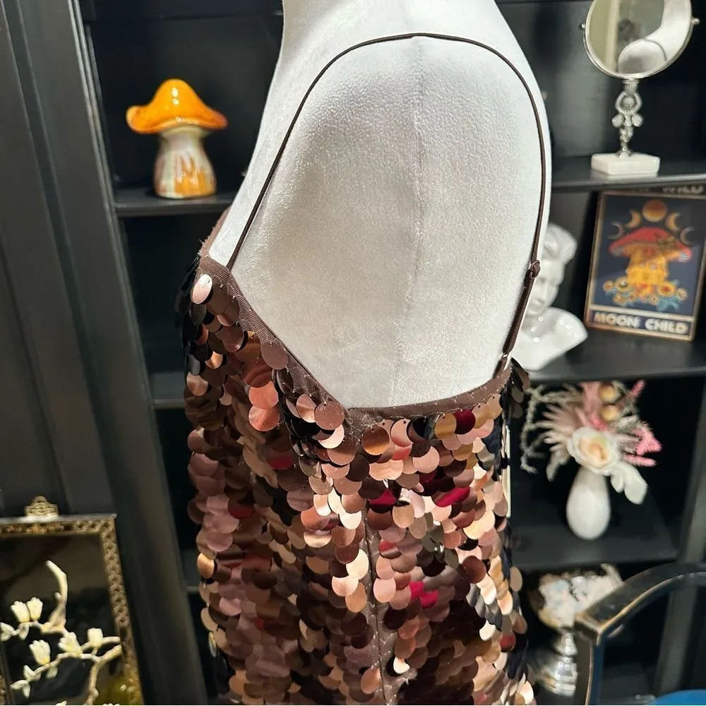 Brown Sleeveless Paillette Mini Party Shift Dress from A New Day Size Small NWT - Image 4