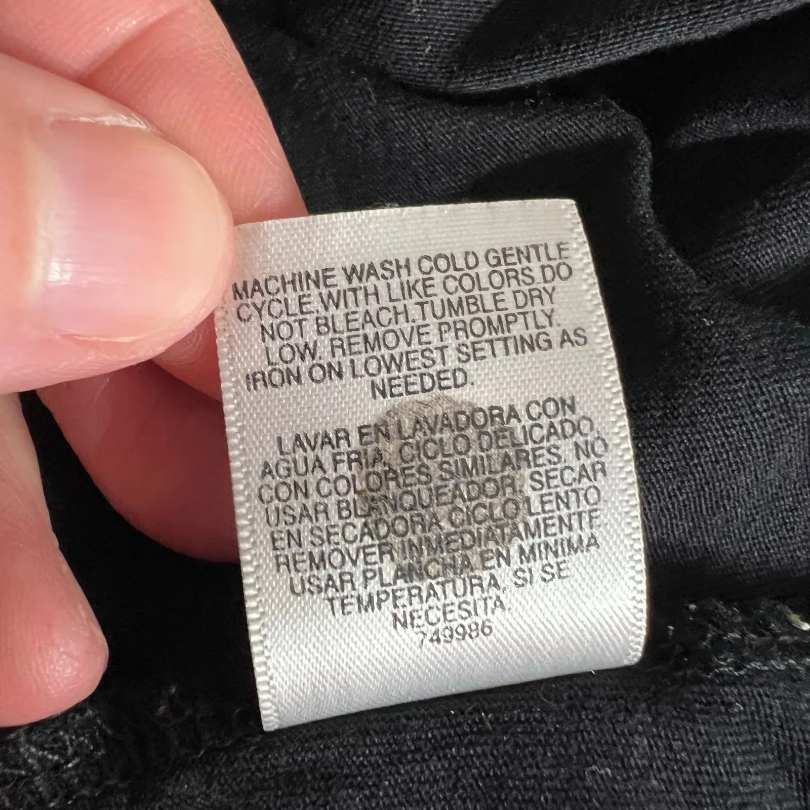 ana Womens T Shirt Top Long Sleeve Round Pleated Neckline Lightweight Black XL - Image 8