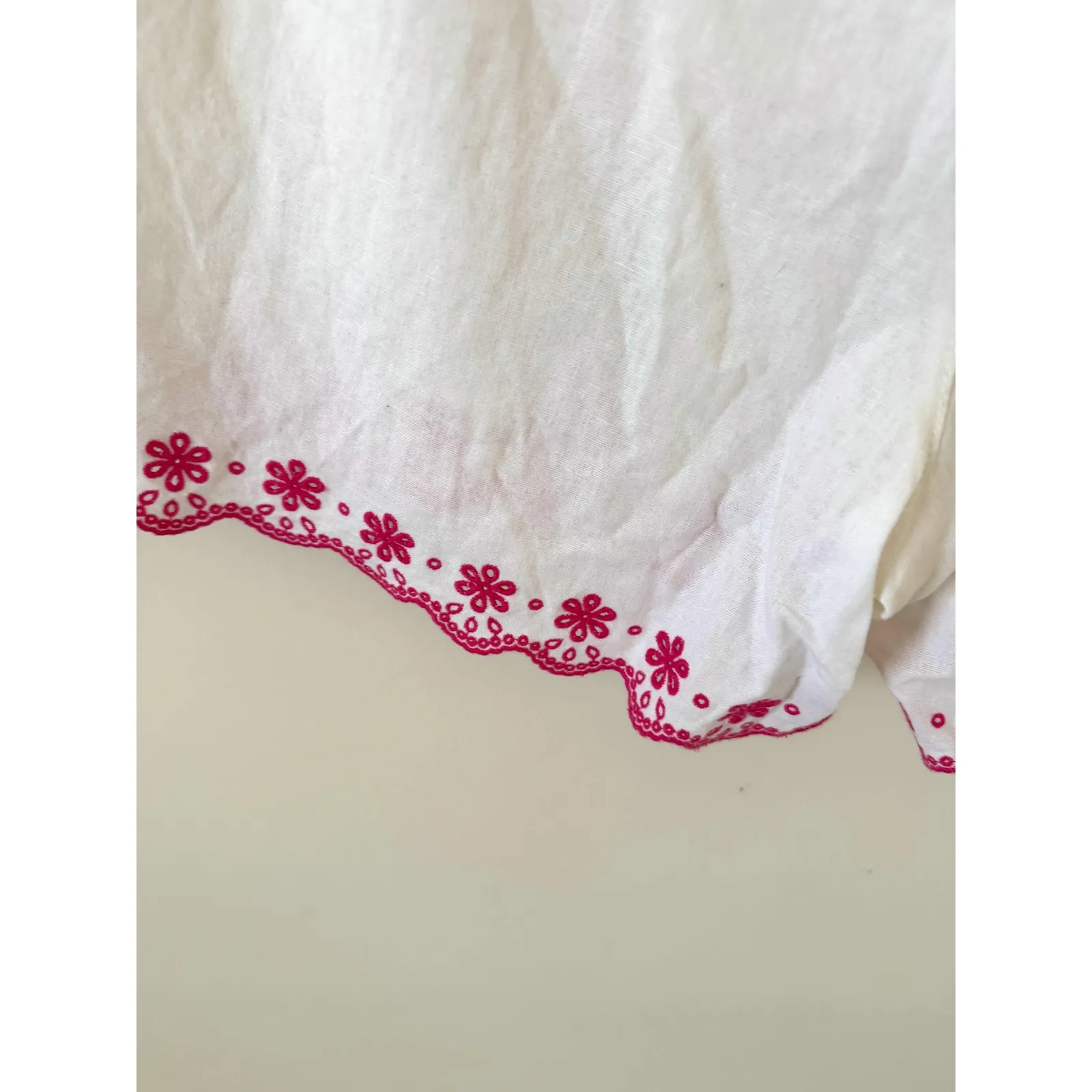 J. Crew Linen Embroidered Elastic Pocket Shorts White Pink Size XL NEW - Image 5