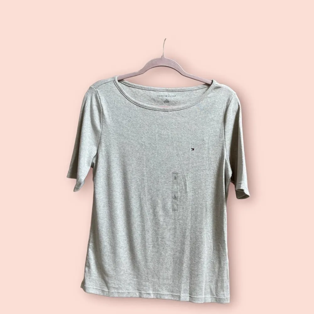 Tommy HILFIGER Women's Basic Cotton T-Shirt Beige Sz L - Image 3