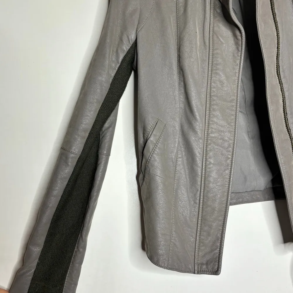 Free People Cool & Clean Vegan, Faux Leather Moto Jacket Slate Gray 4 - Image 5