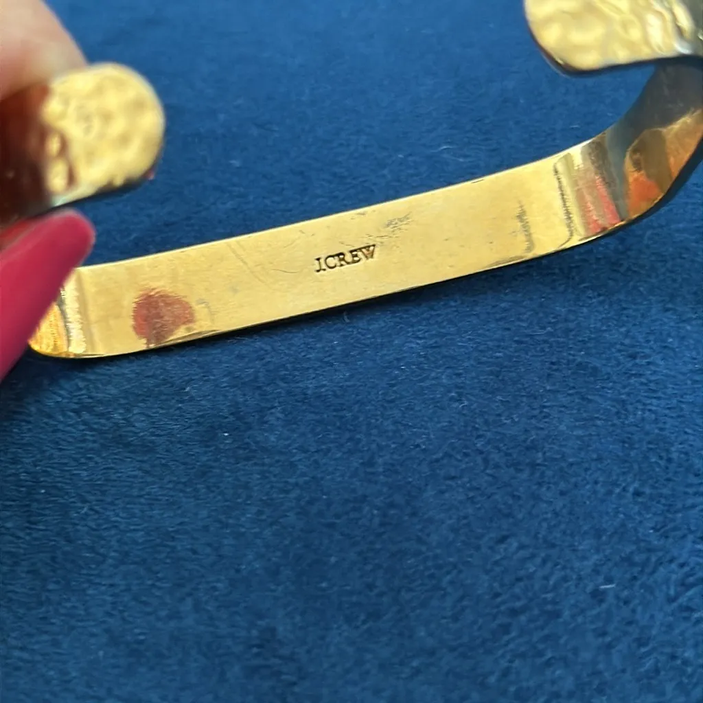 J. Crew Gold Tone Hammered Adjustable Cuff Bracelet - Image 3