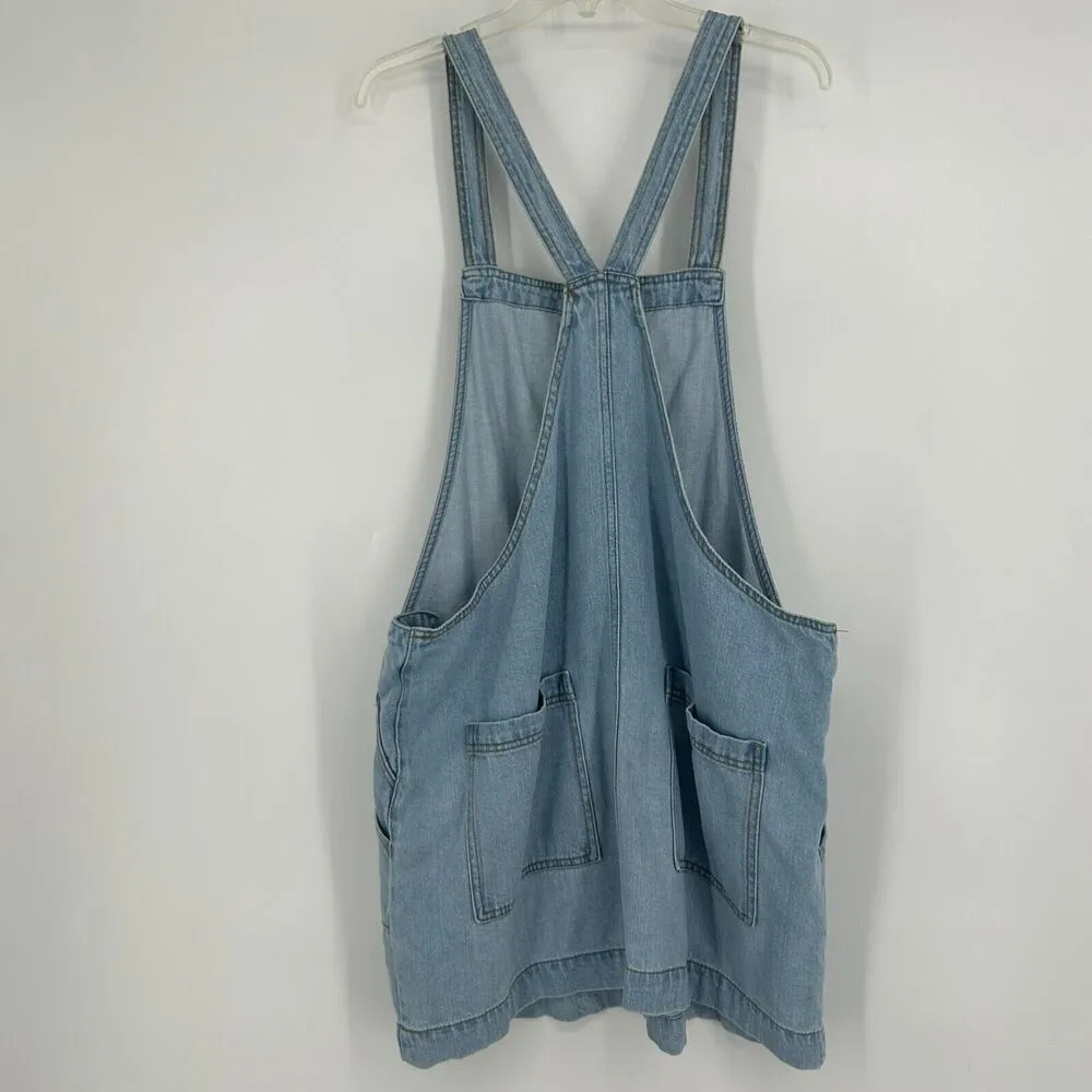 Universal Thread Denim Overall Dress Jumper Light Wash Pockets Sleeveless Sz XL - Image 6