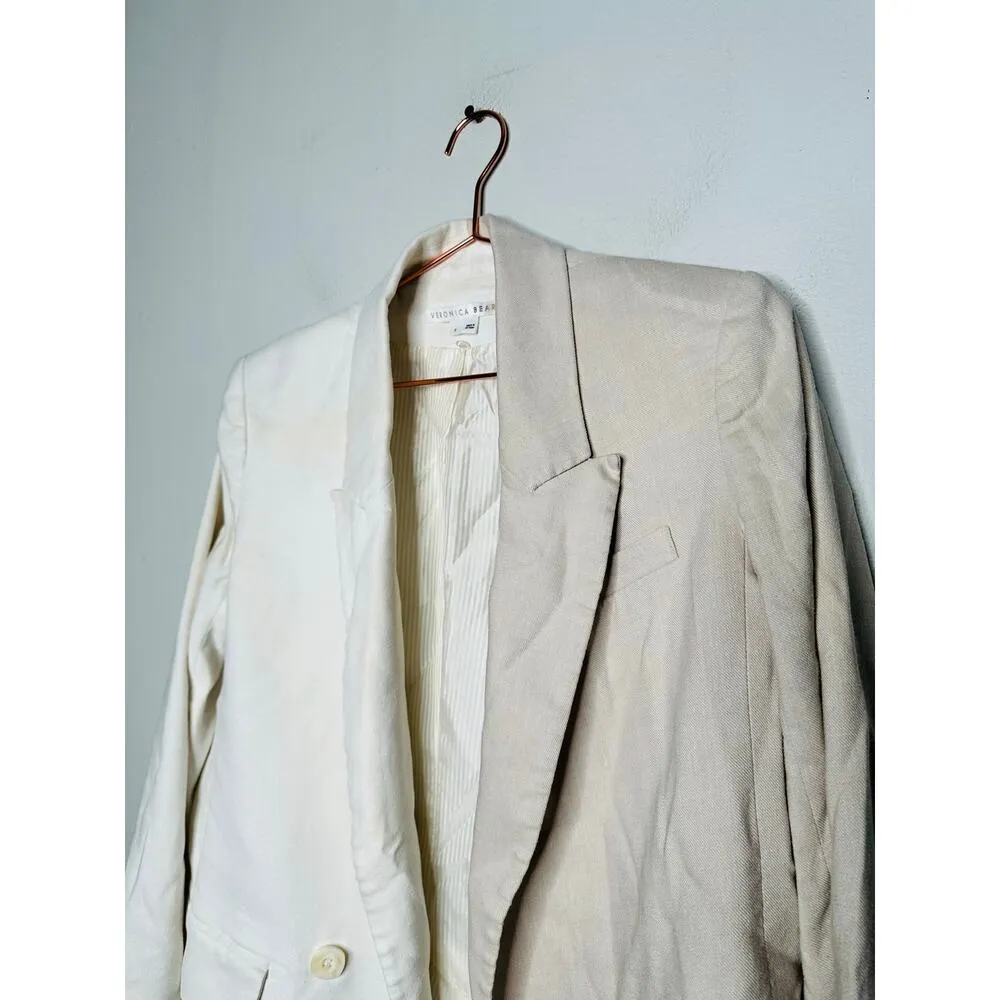 VERONICA BEARD Off-White Tan Two-Toned Braeton Dickey Jacket Blazer Size 8 - Image 11