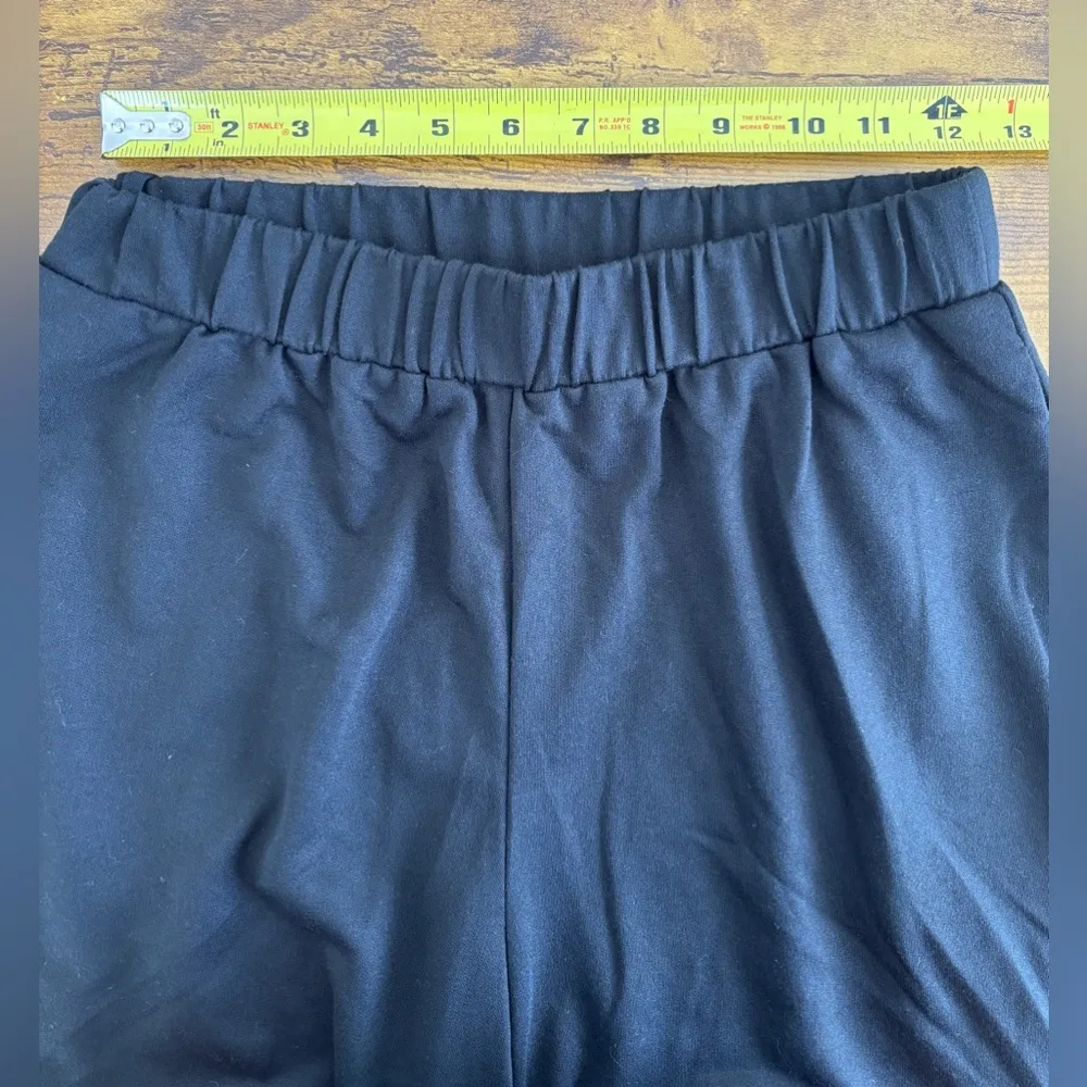 NWT Area Stars Wide Leg Pants Women's S Black Knit Raw Hem Pull On Side Pockets - Image 9