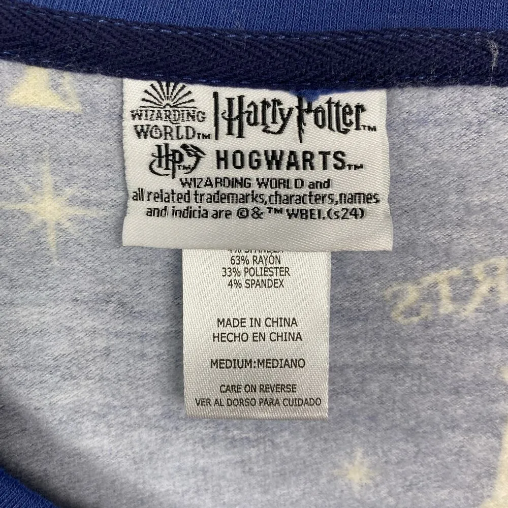 The Wizarding World Of Harry Potter Blue Hogwarts Two Piece PJ Jogger Set Sz.M - Image 10