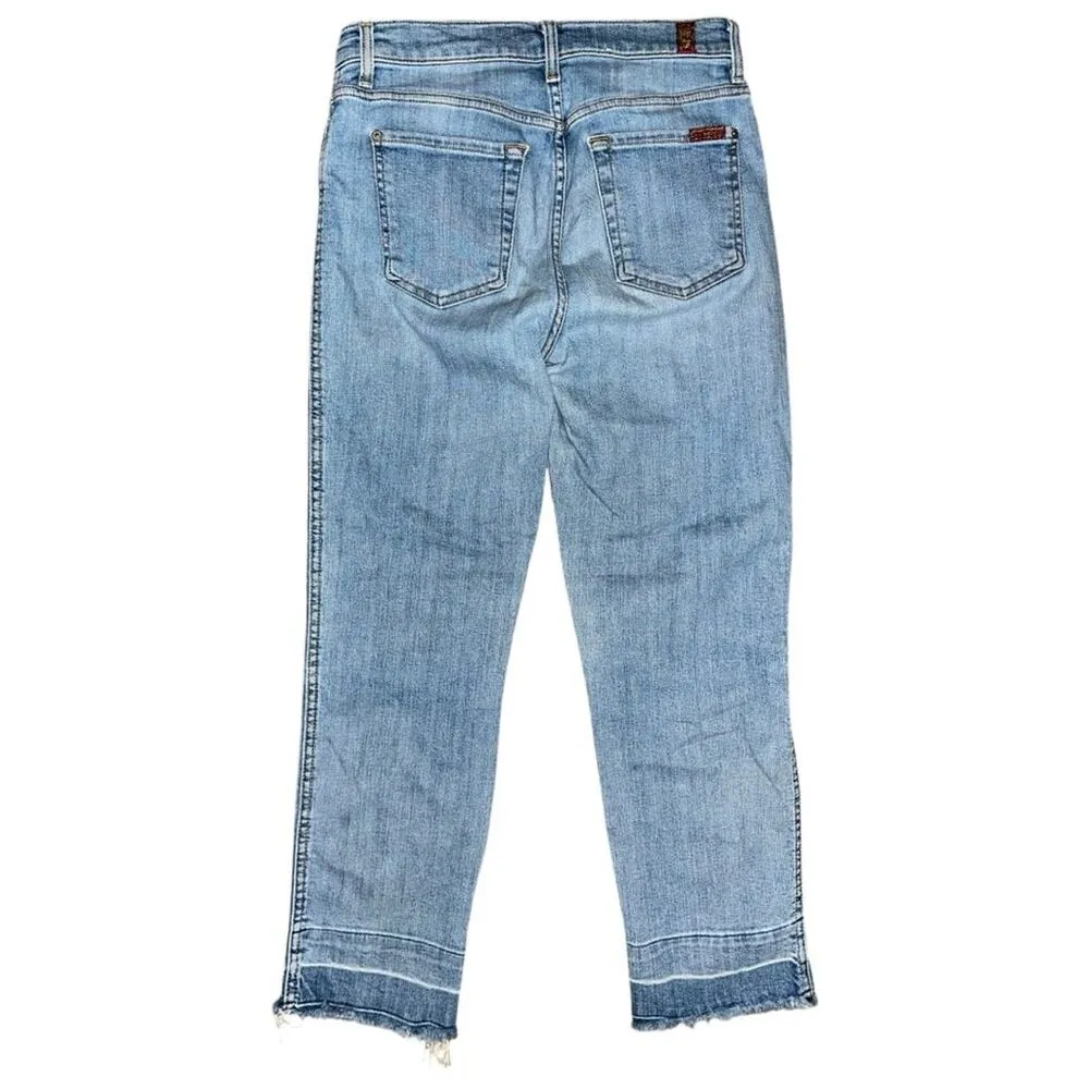 7 for all Mankind Womens 28 Light Blue East Village Edie High Rise Cropped Jeans - Image 4