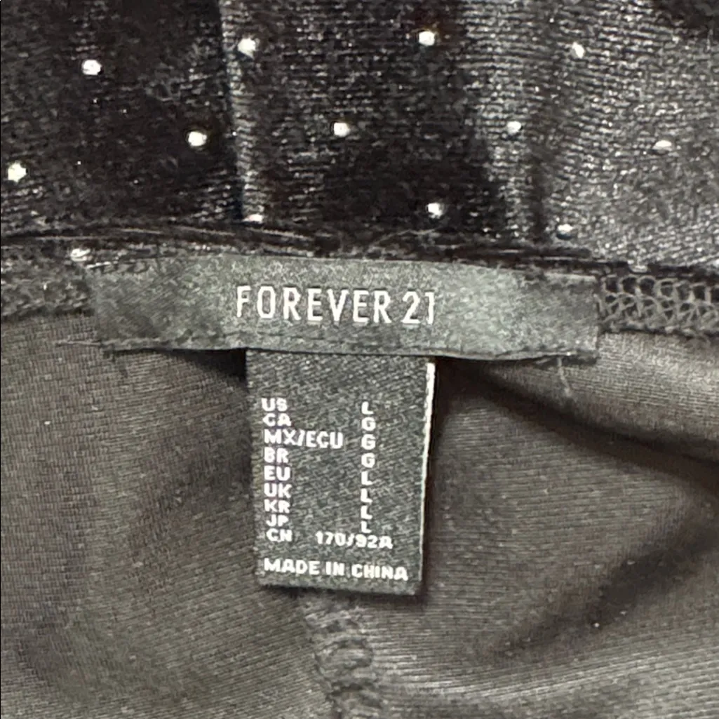 Forever 21 Winter Collection Black Velvet Silver Studded Accent Mini Dress sz L - Image 8