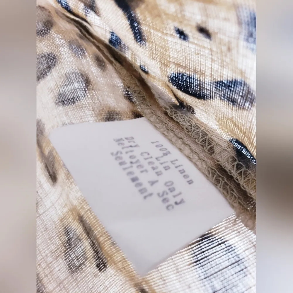 Lafayette 148 New York Animal Print Linen Blouse Top - Image 6