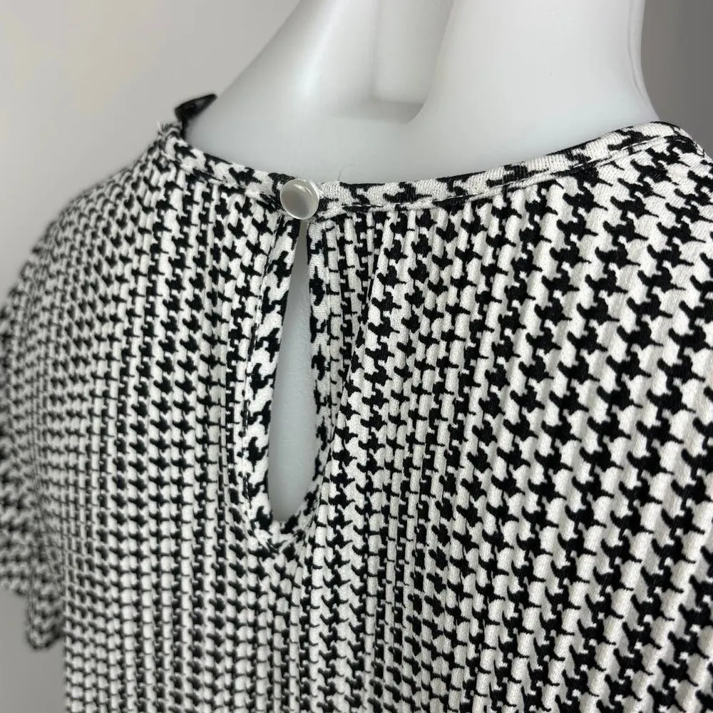 Adrianna Papell NWT Black Houndstooth Flutter Sleeve Crewneck Blouse Top Size XS - Image 7
