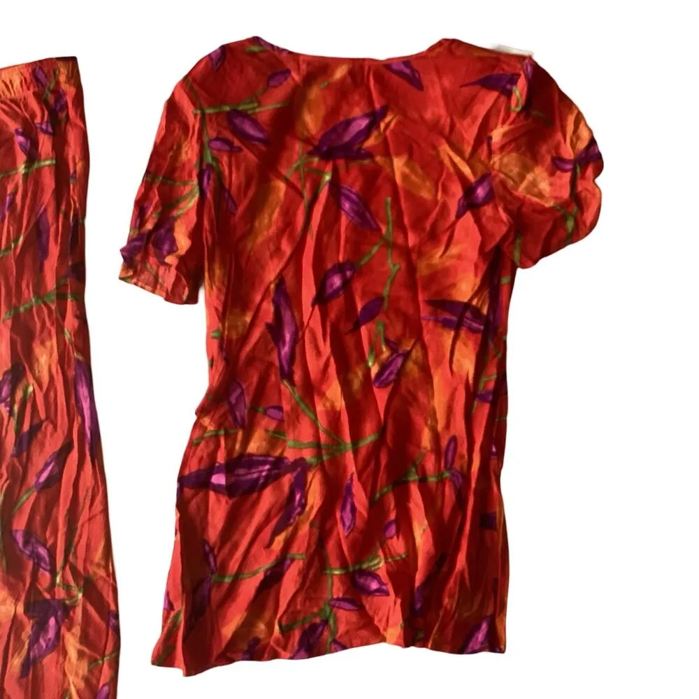 S.L.Fashions Floral Skirt Set Red Size 8P - Image 8