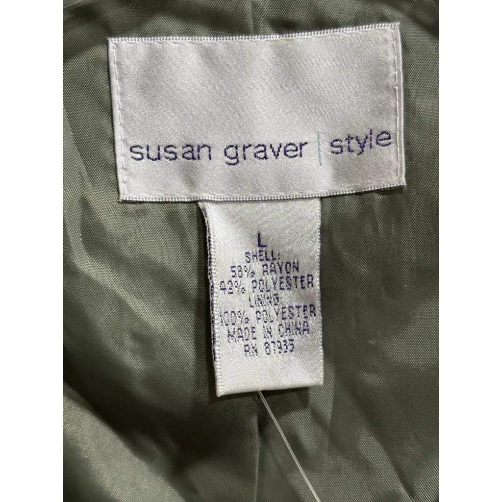 NWT Susan Graver QVC Olive Green Embossed Full-Zip Jacket L - Image 4